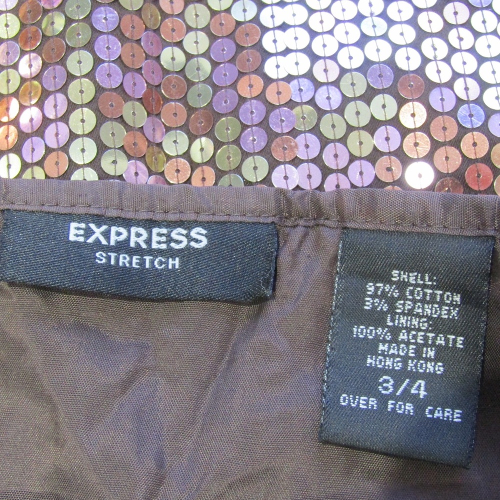 Express Multi Color Sequins Mini Skirt Size 3/4 - image 4